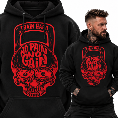 BLUZA Z KAPTUREM NA SIŁOWNIĘ  TRAIN HARD NO PAIN